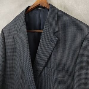 NEW Ralph Lauren Tooth Check Wool Sport Coat Blazer Jacket Size 48R Blue Gray